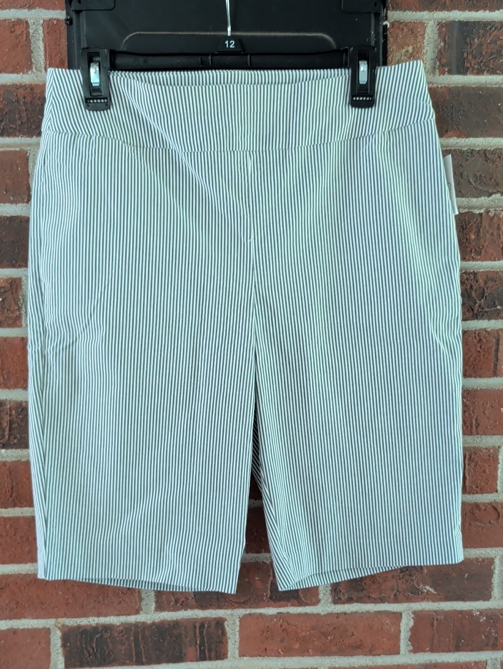 Cato Black & White Pinstripe Bengaline Bermuda Shorts Size 10
